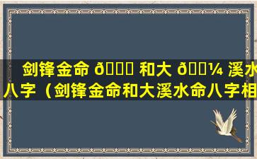 剑锋金命 🐋 和大 🐼 溪水命八字（剑锋金命和大溪水命八字相克吗）